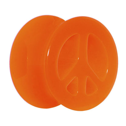 Acrylic Neon Orange Peace Sign Tunnel Plug 2G to 20mm