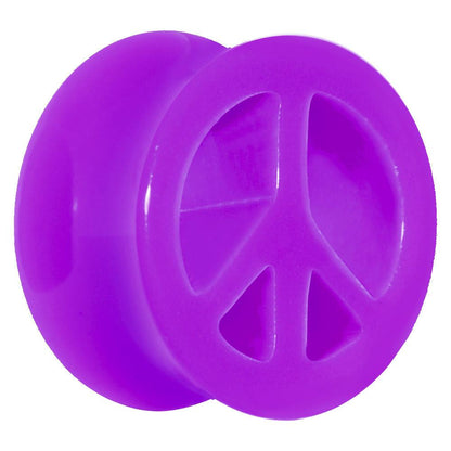 Acrylic Neon Purple Peace Sign Tunnel Plug 2G to 20mm