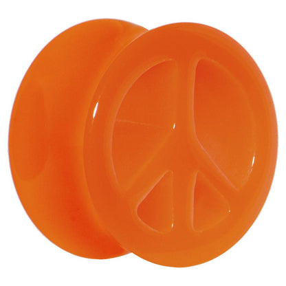 Acrylic Neon Orange Peace Sign Tunnel Plug 2G to 20mm
