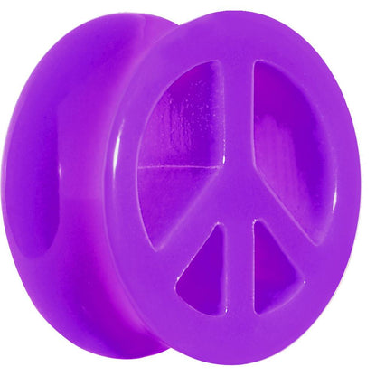 Acrylic Neon Purple Peace Sign Tunnel Plug 2G to 20mm