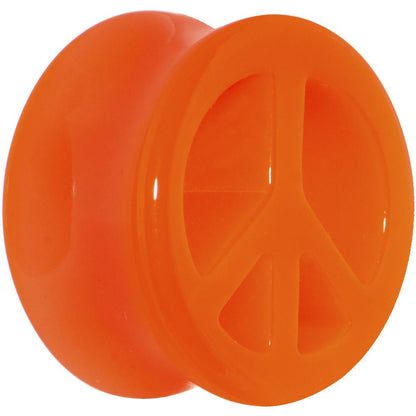 Acrylic Neon Orange Peace Sign Tunnel Plug 2G to 20mm