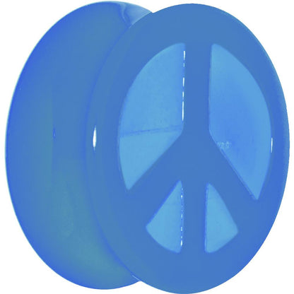 Acrylic Neon Blue Peace Sign Tunnel Plug 2G to 20mm