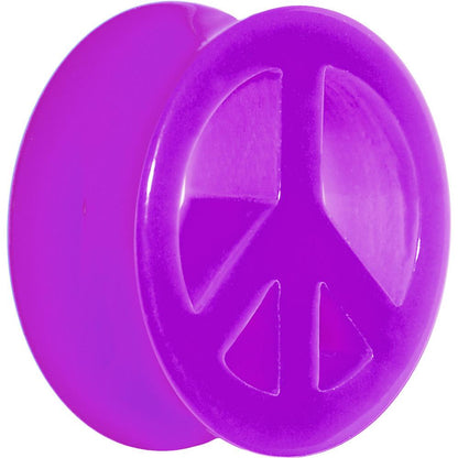 Acrylic Neon Purple Peace Sign Tunnel Plug 2G to 20mm