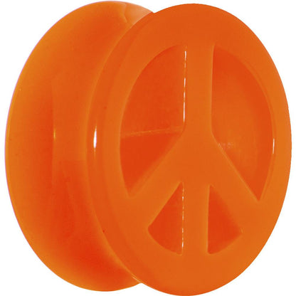 Acrylic Neon Orange Peace Sign Tunnel Plug 2G to 20mm
