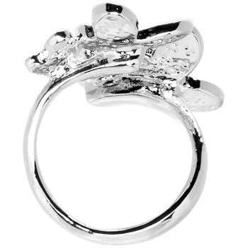 Aqua Jeweled Cluster Butterfly Adjustable Ring