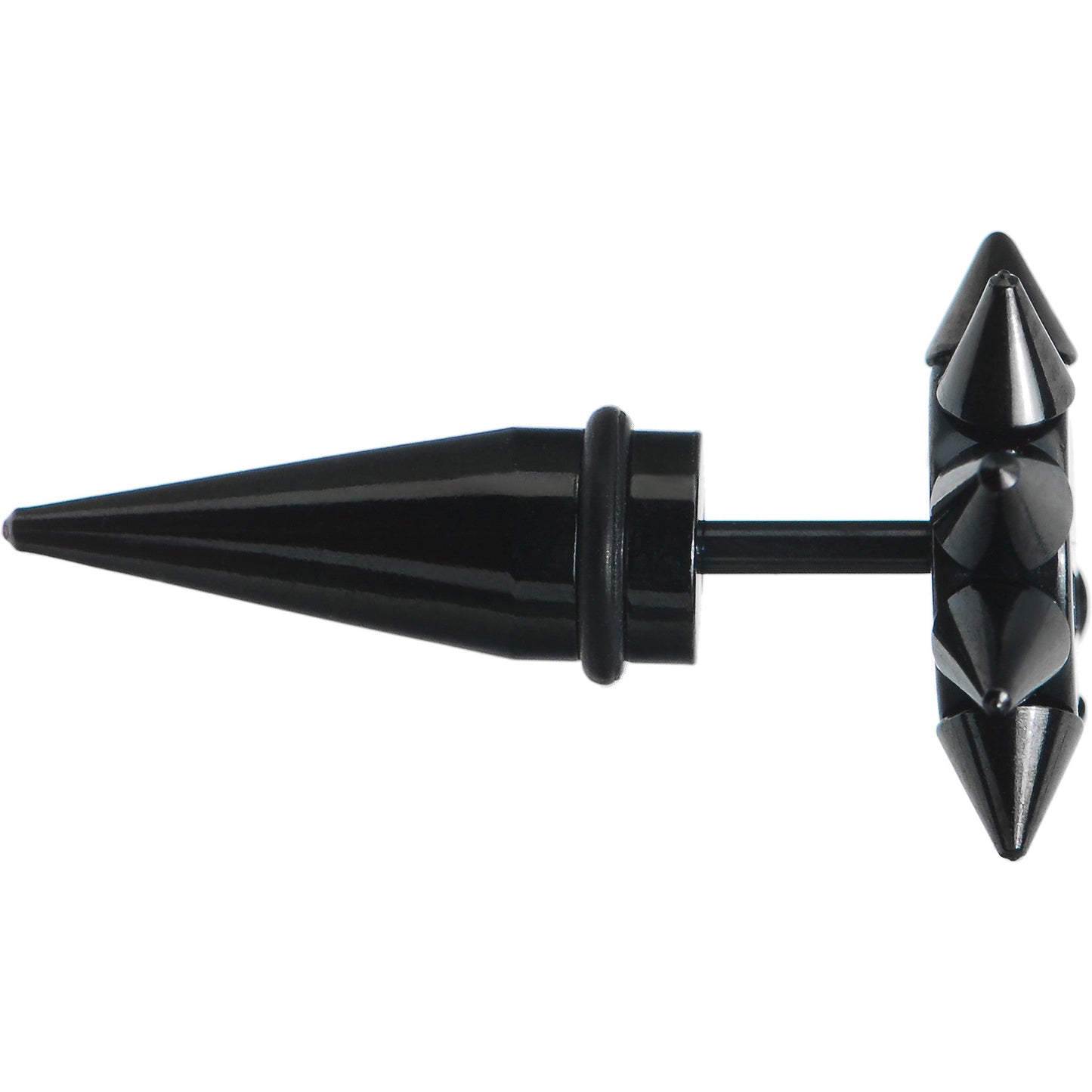 0G Biohazard Spiked Logo Fake Taper Ear Plug