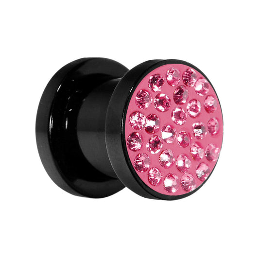 0G Pink Ferido Crystal Acrylic Screw Fit Tunnel