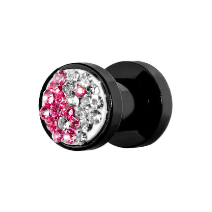4G Pink Crystal Ferido Yin Yang Acrylic Screw Fit Tunnel