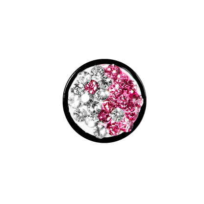 4G Pink Crystal Ferido Yin Yang Acrylic Screw Fit Tunnel