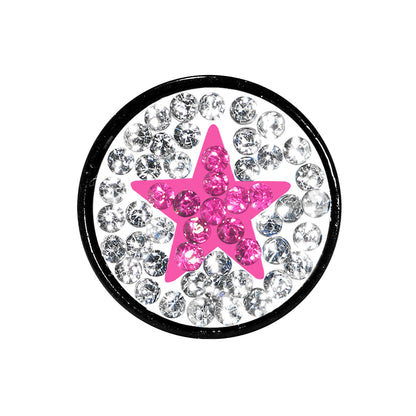 00G Pink Star Ferido Crystal Acrylic Screw Fit Tunnel