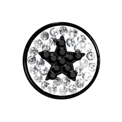 0G Black Star Ferido Crystal Acrylic Screw Fit Tunnel