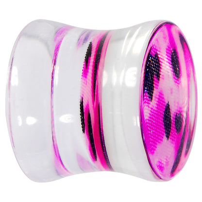 1/2 Pink Leopard Acrylic Saddle Plug