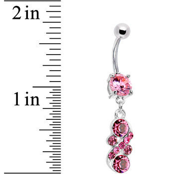 Pink CZ Glamorous Drop Belly Ring