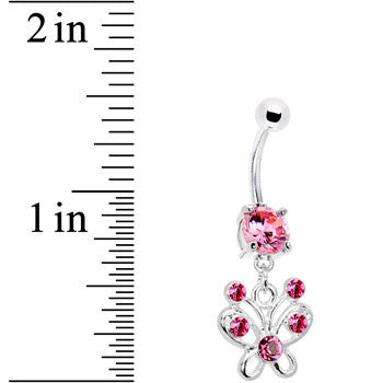 Pink Cubic Zirconia Butterfly Belly Ring