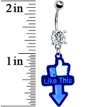 Blue Hand Thumbs Up Belly Ring