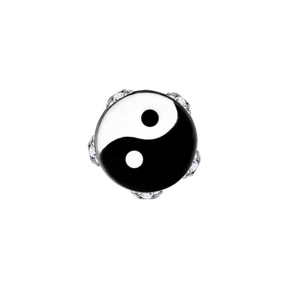 Black White Yin Yang Gem Fake Taper Ear Plug