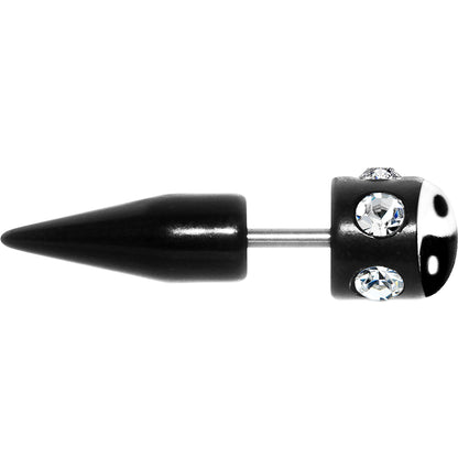 Black White Yin Yang Gem Fake Taper Ear Plug