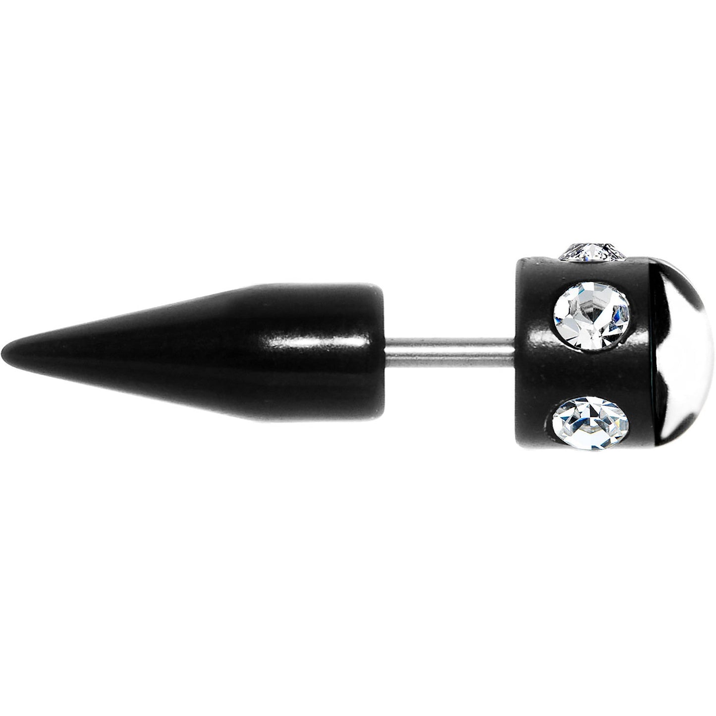Black White Star Gem Fake Taper Ear Plug