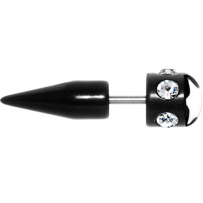 Black White Star Gem Fake Taper Ear Plug