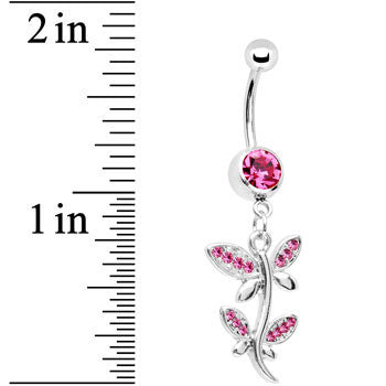 Pink Gem Flowering Butterfly Belly Ring