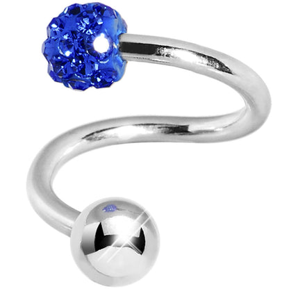 14G 7/16 Blue Crystal Evolution Spiral Belly Ring