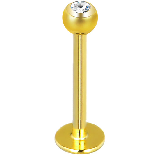 16G 1/2 Clear Gem Gold Plated Labret Monroe