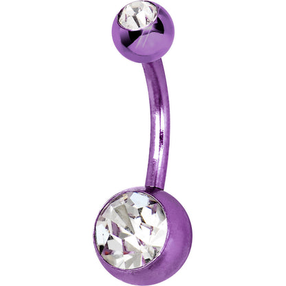 Purple Anodized Titanium Double Gem Belly Ring
