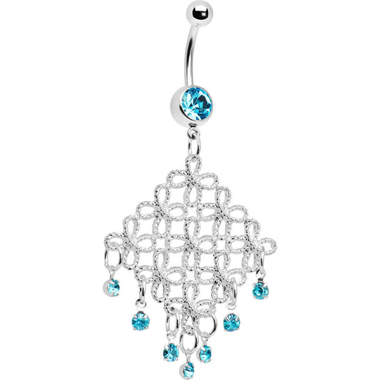 Aqua Diamond Cascade Chandelier Belly Ring