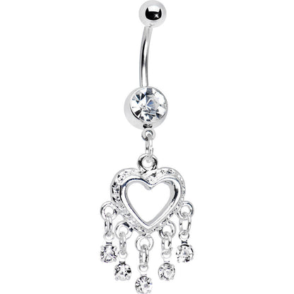 Love Drops Clear Heart Chandelier Belly Ring