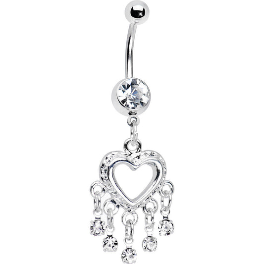 Love Drops Clear Heart Chandelier Belly Ring