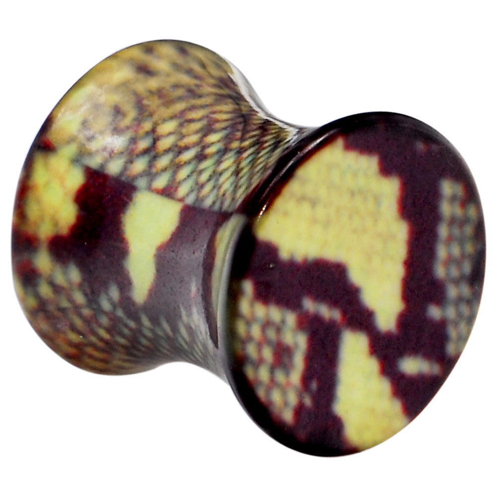 0G Green Snake Skin Acrylic Saddle Plug