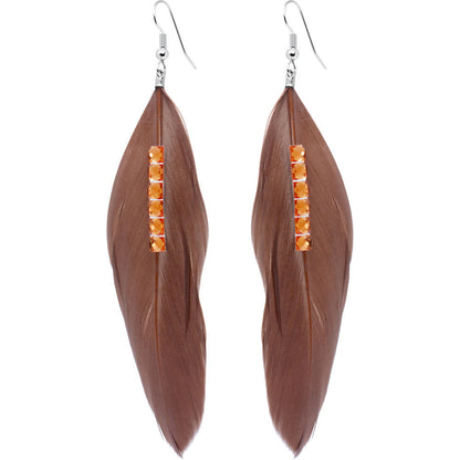 Tawny Feather and Crystal Earrings