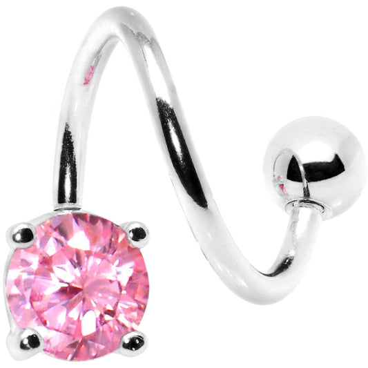 14G 7/16 Pink Gem Passion Spiral Twister Belly Ring