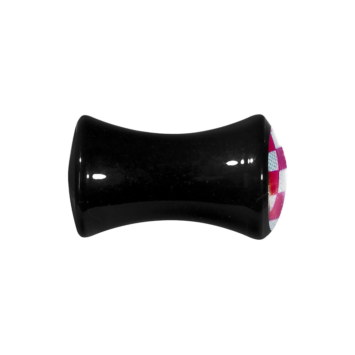 4G Black Acrylic Pink and White Checkerboard Saddle Plug