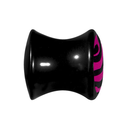 00G Acrylic Pink Black Zebra Saddle Plug