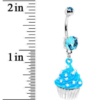 Blue Gem Starry Sprinkles Cupcake Belly Ring
