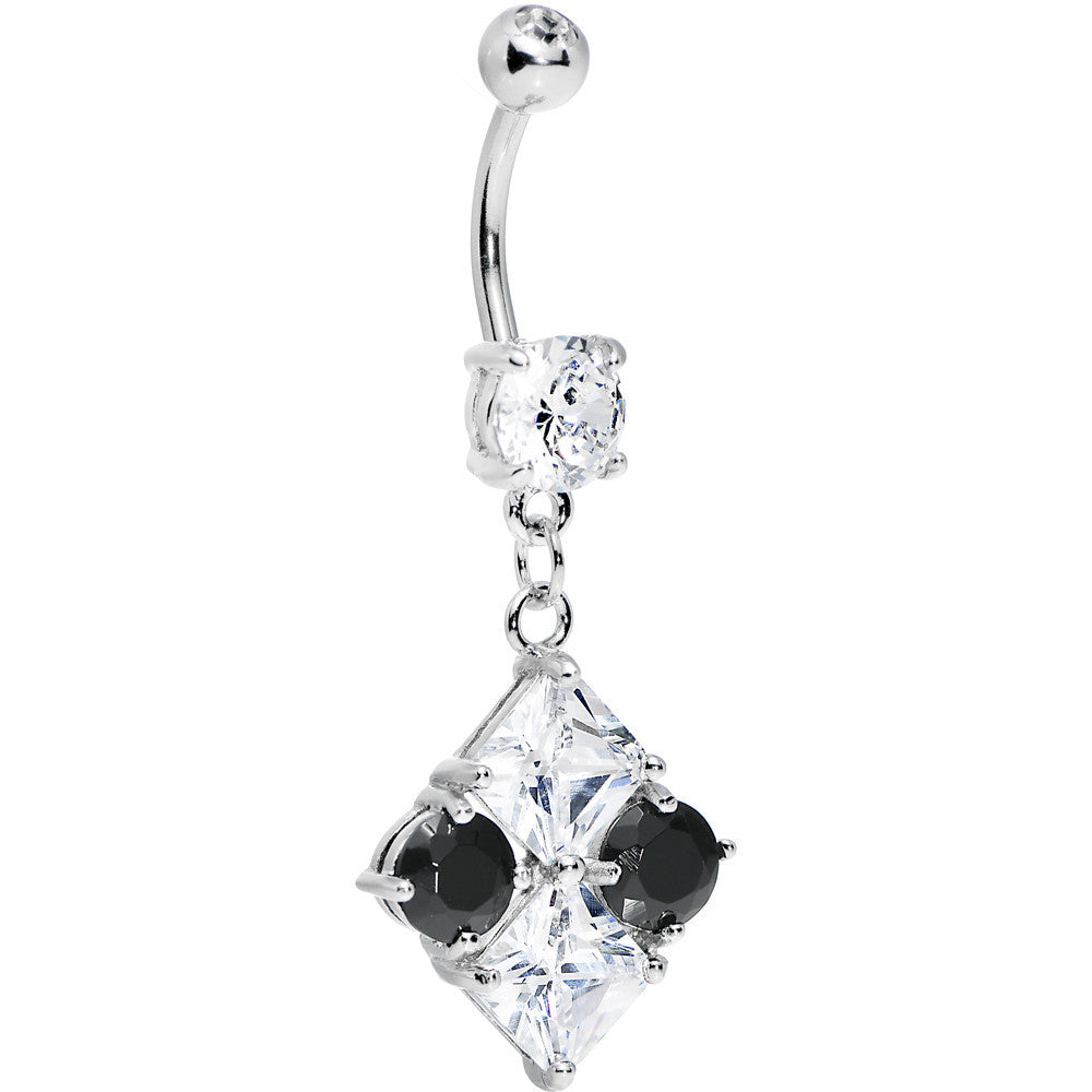 Clear Gem Diamond Shape Dangle Belly Ring