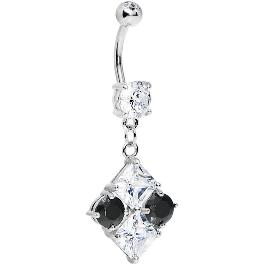Clear Gem Diamond Shape Dangle Belly Ring