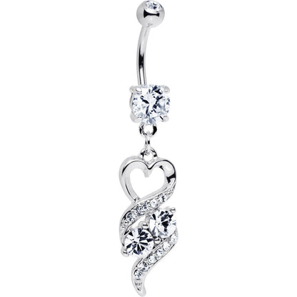 Clear Gem Heart Twist Belly Ring