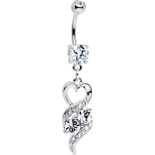 Clear Gem Heart Twist Belly Ring