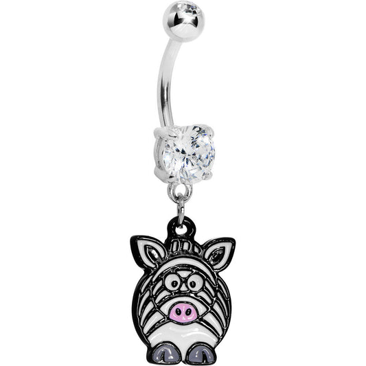 Clear Gem Zebra Belly Ring