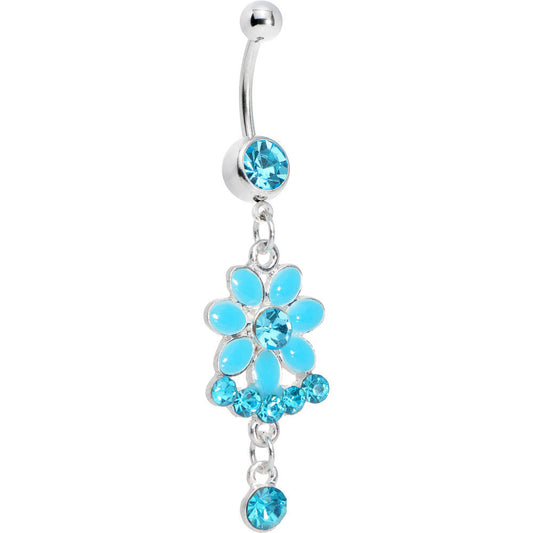 Blue Gem Delightful Daisy Flower Belly Ring