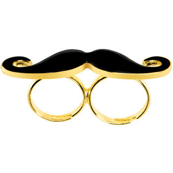 Black Mustache Double Finger Ring