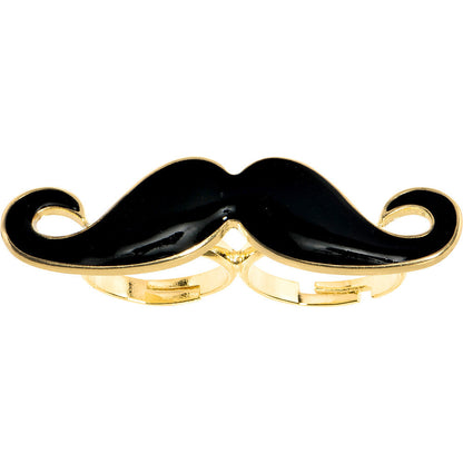 Black Mustache Double Finger Ring