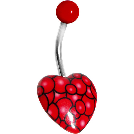 Red Bubble Bursting Heart Belly Ring