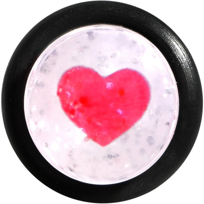 Clear Acrylic Glitter Pink Heart Confetti Taper 8G to 16mm