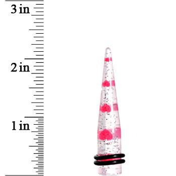 Clear Acrylic Glitter Pink Heart Confetti Taper 8G to 16mm
