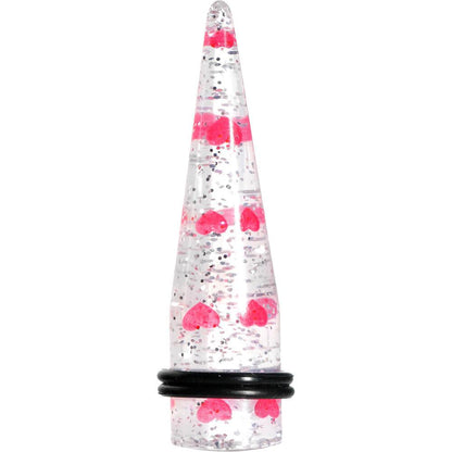 Clear Acrylic Glitter Pink Heart Confetti Taper 8G to 16mm