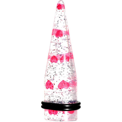 Clear Acrylic Glitter Pink Heart Confetti Taper 8G to 16mm