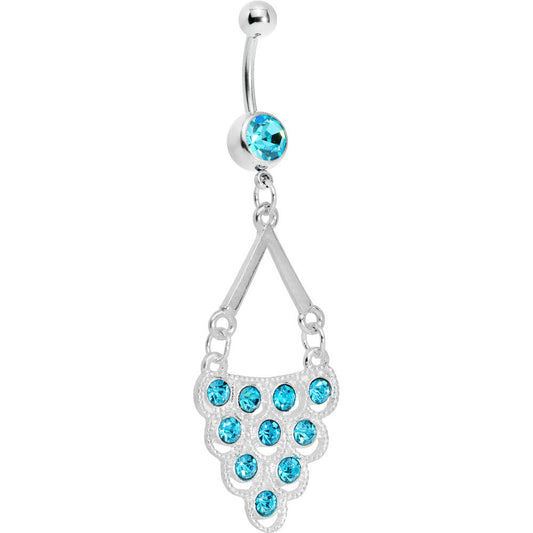 Aqua Gem Lavish Lace Cascade Dangle Belly Ring